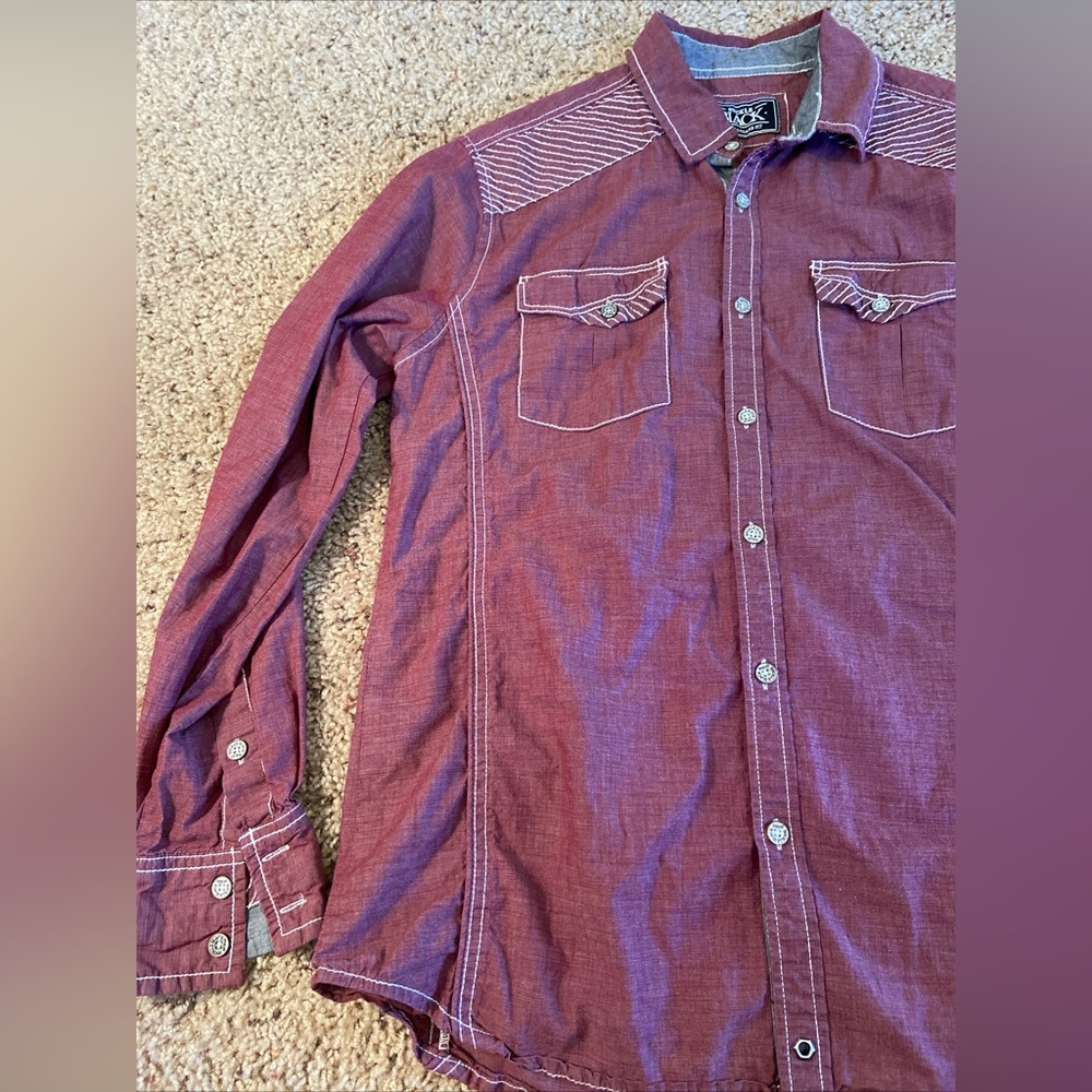 Men's Buckle Black Button Front Shirt - M- Tailored Fit - Picture 6 of 10